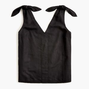 J.Crew Tie-Shoulder Black Linen Tank, Medium, NWT